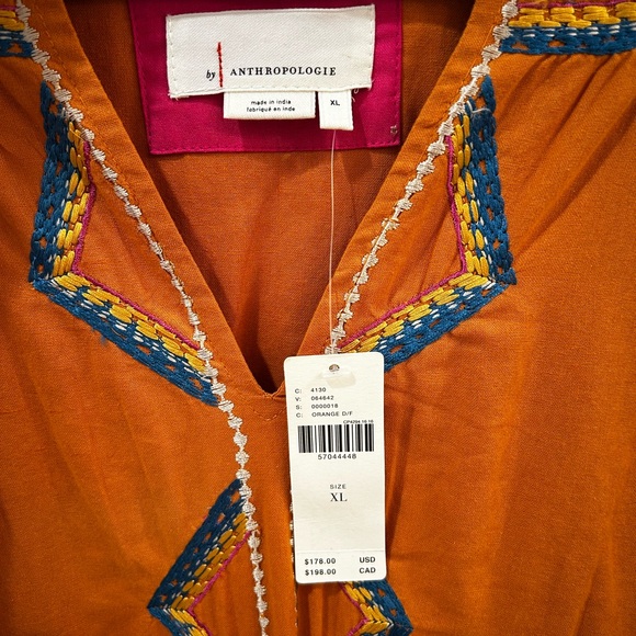 Anthropologie Stasiana Embroidered Tunic Boho Mini Long Sleeve Dress XL - Picture 11 of 12